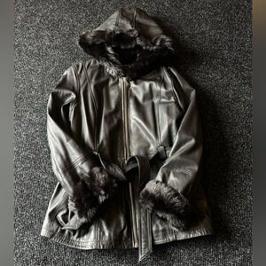 GENEVIEVE BELTED TRENCH LEATHER JACKET